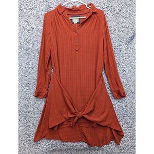 Anthropologie Maeve Bloomsbury Tie Dress Size 8 Boho Cottagecore Burnt Orange